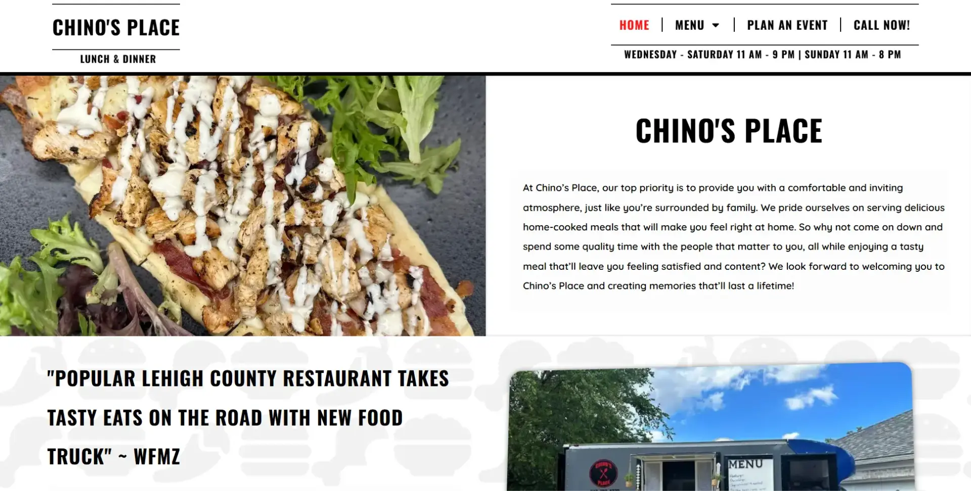 Chinos Place website project hero image